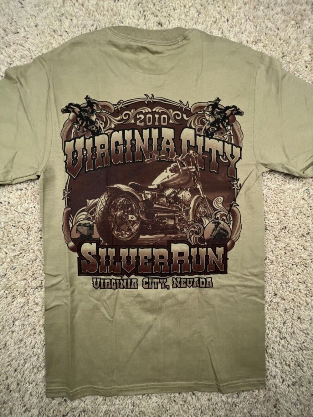 Vtg Virginia City 2010 Silver Run Shirt Small Motorcycle Bike Rally Short Sleeve